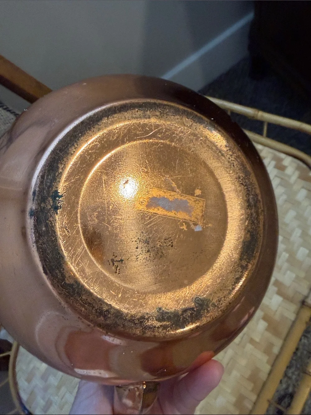 Vintage Copper Tea Kettle Wood Handle Small Decorative Stove Top Kitchen Decor